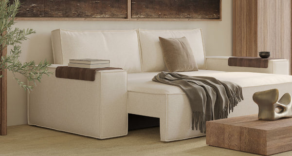 Newilla Sofa Bed with Wide Arms by Innovation, showing newilla sofa bed with wide arms in live shot.