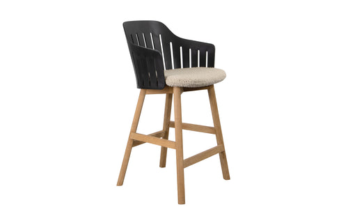 Choice Indoor Wood Counter Chair by Cane-Line - Black PP Seat, Light Brown Scent Seat Cushion.