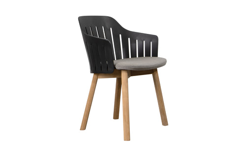 Choice Wood Chair by Cane-Line - Black PP Seat, Taupe Natte Seat Cushion.