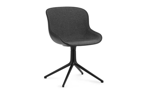 Hyg Front Upholstery 4L Swivel Chair by Normann Copenhagen - Black Shell Seat & Black Aluminum Legs, Group 2.