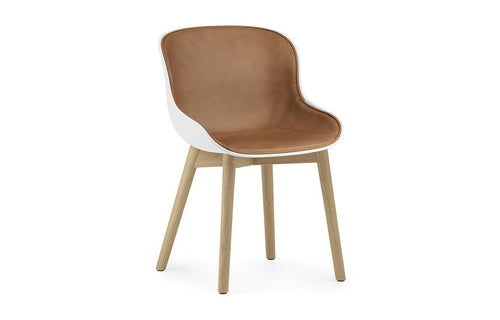 Hyg Front Upholstery Chair Wood Legs by Normann Copenhagen - White Shell Seat & Lacquered Oak Legs, Group 7.