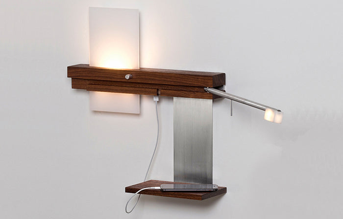 Levo LED Wall Sconce / Reading Light by Cerno - Left, Yes Left Shelf Kit.