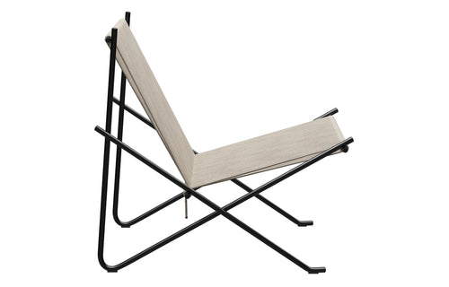PK4 Lounge Chair by Fritz Hansen - Black Stainless Steel, Flag Halyard Natural, Without Cushion.