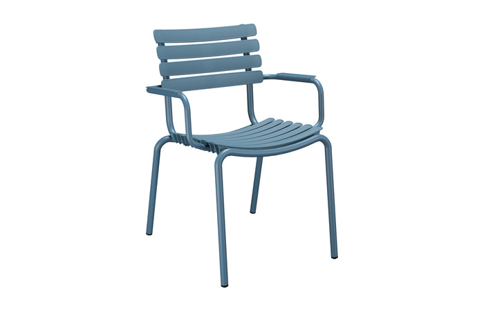 Reclips Outdoor Dining Chair by Houe - Sky Blue Powder Coated Aluminum, Sky Blue Armrests.