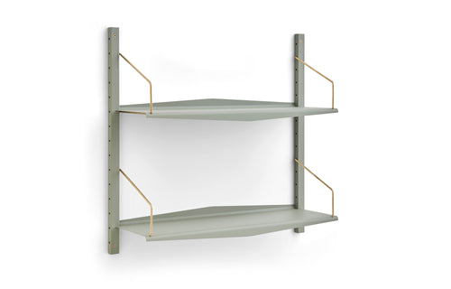 System Ultra Steel Shelves by DK3 - Green Powder Coated Steel With Hanger Brass Or Steel