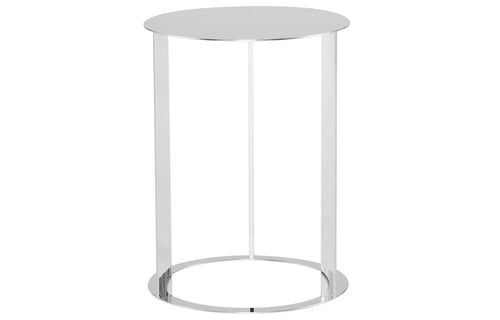Vera Side Table by Nuevo, showing front view of vera side table