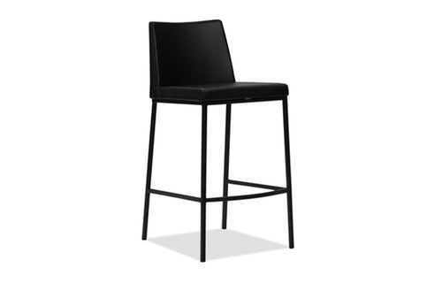 Weston Counter Stool by Mobital - Black Leatherette/Black Powder Coated Legs.