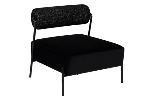 Marni Occasional Chair by Nuevo - Black Fabric with Salt & Pepper Bolster