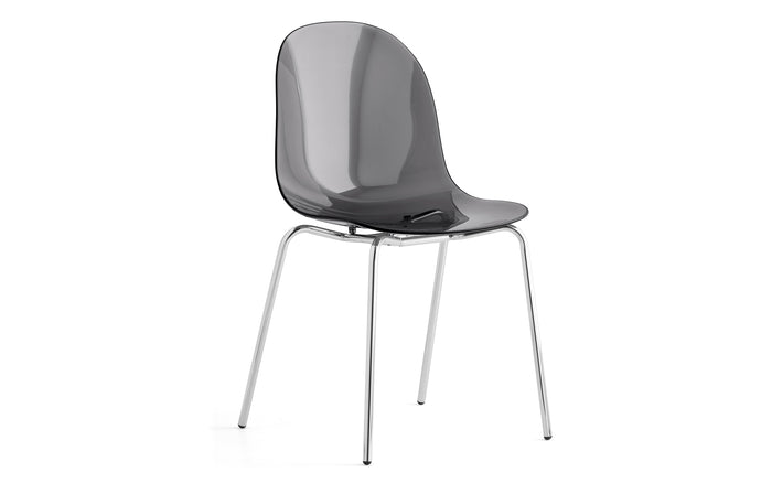 Academy Transparent Seat Chair by Connubia - Chromed Frame + Transparent Smoke Grey.