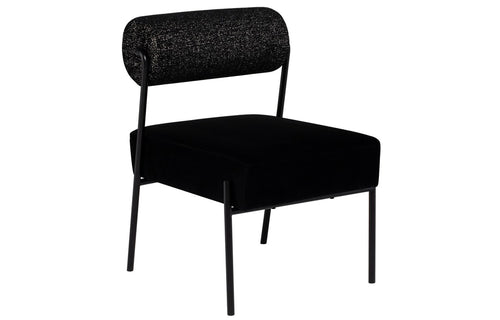 Marni Dining Chair by Nuevo - Black Fabric with Salt & Pepper Bolster.