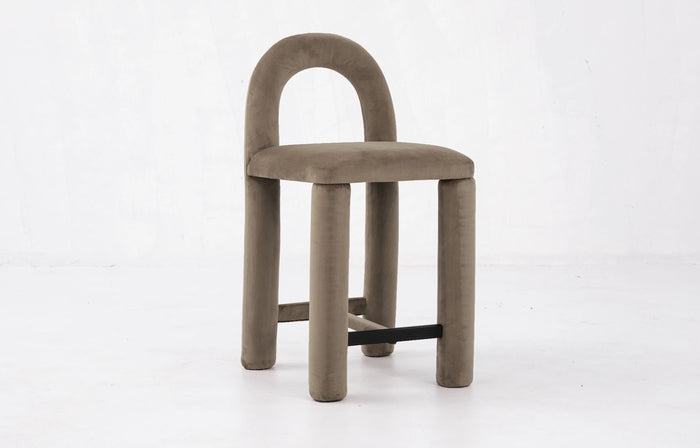 Temi Counter Stool/Chair by Sun at Six - Taupe Fabric
