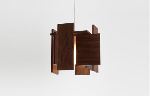 Abeo LED Pendant by Cerno - Dark Stained Walnut Wood.