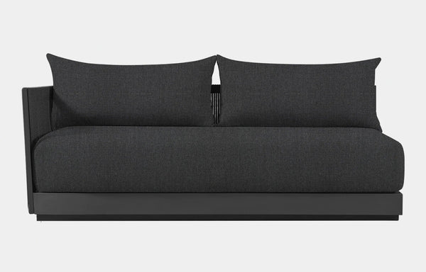 Antigua Outdoor 2 Seat 1 Arm Sofa by Harbour Outdoor - Left Arm/Grafito Panama Fabric/Asteroid Aluminum.