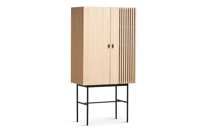 Array Highboard by Woud - White Pigmented Lacquered Oak Wood.
