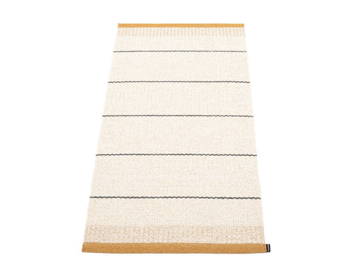 Belle Ochre Runner Rug by Pappelina, showing front view of belle ochre runner rug.