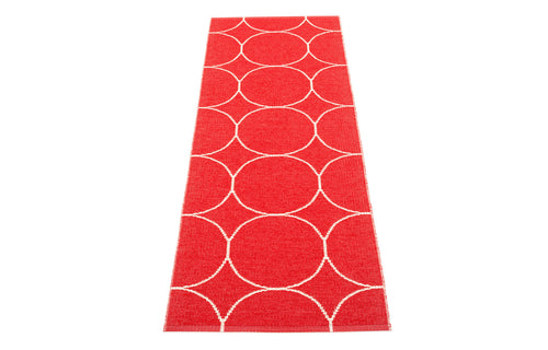 Boo Red & Vanilla Runner Rug by Pappelina - 2.25' x 6.5'.