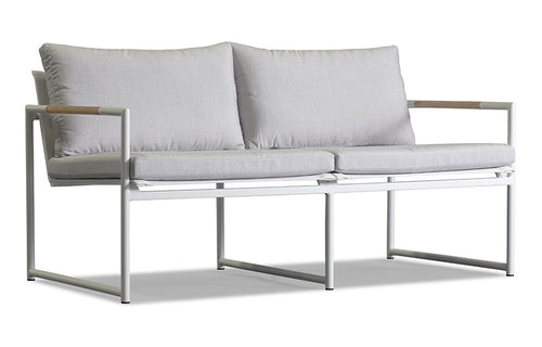 Breeze Two Seat Lounge by Harbour - White Aluminum + Batyline White/Sunbrella Cast Silver.
