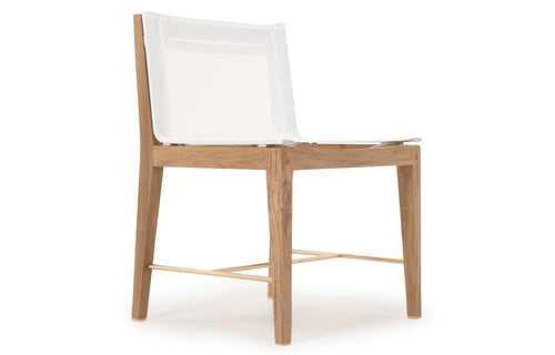 Byron Dining Chair by Harbour - Natural Teak Wood + Batyline White.