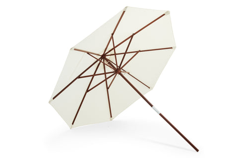 Catania Umbrella by Skagerak - White Fabric/Oiled Meranti Wood.