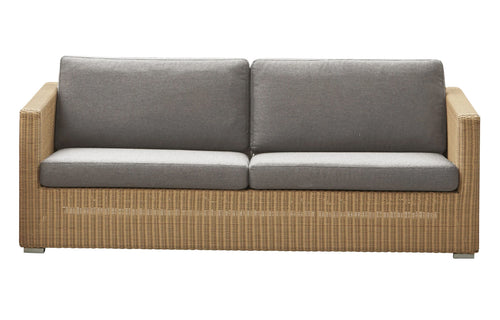 Chester 3 Seater Lounge Sofa by Cane-Line - Natural Fiber Weave, Natte Taupe Cushion Set.