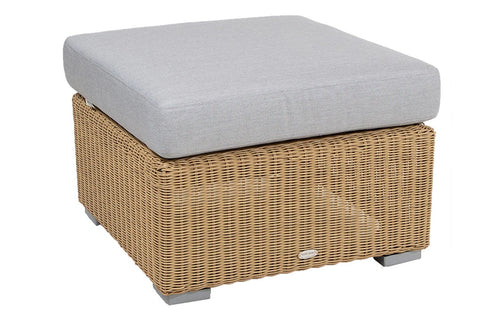 Chester Footstool by Cane-Line - Natural Fiber Weave, Light Grey Natte Cushion.