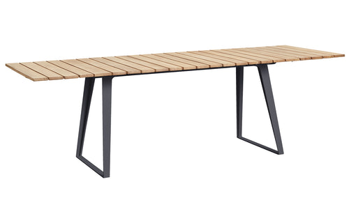 Copenhagen Dining Table w/ Extension by Cane-Line - Teak/Lava Grey Powder Coated Aluminum.