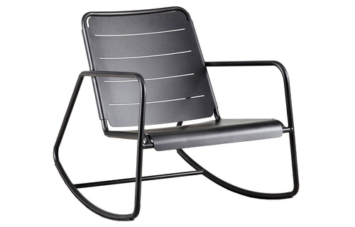 Copenhagen Rocking Chair by Cane-Line - Lava Grey Powder Coated Aluminum.