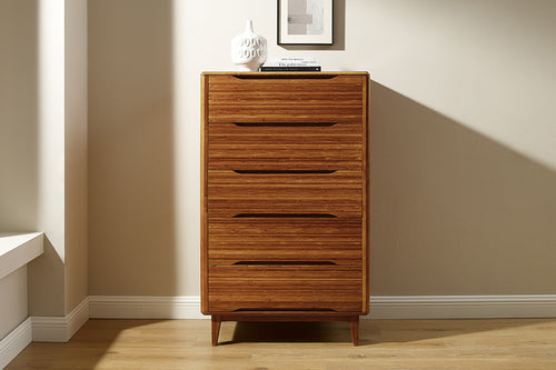 Currant Five Drawer Chest by Greenington, showing currant five drawer chest in live shot.