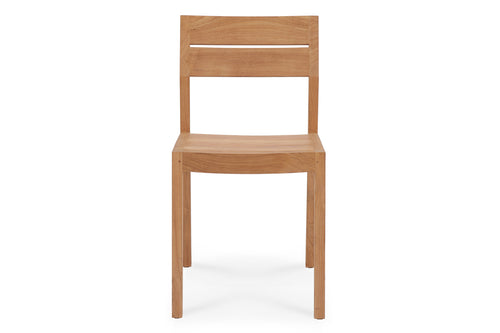 EX 1 Teak Outdoor Dining Chair by Ethnicraft, showing front view of teak outdoor dining chair.