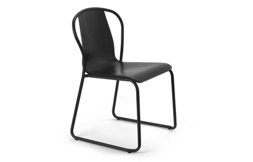 Fullerton Chair by m.a.d. - Black Metal Base with Black Ash Wood Seat.