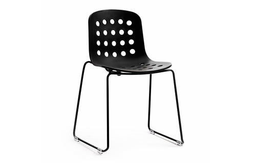 Holi Sled Base Side Chair by Toou - Open Shell, Black.