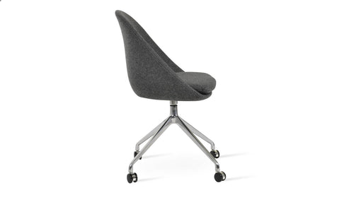 Avanos Spider Swivel Dining Chair with Casters by SohoConcept, showing side view of avanos spider swivel dining chair with casters.