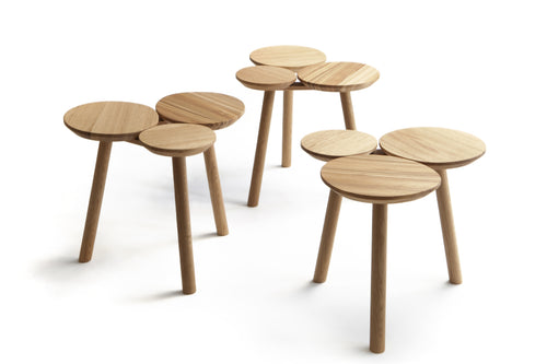 July Stool-Table by Nikari, showing july stools/tables in oak.