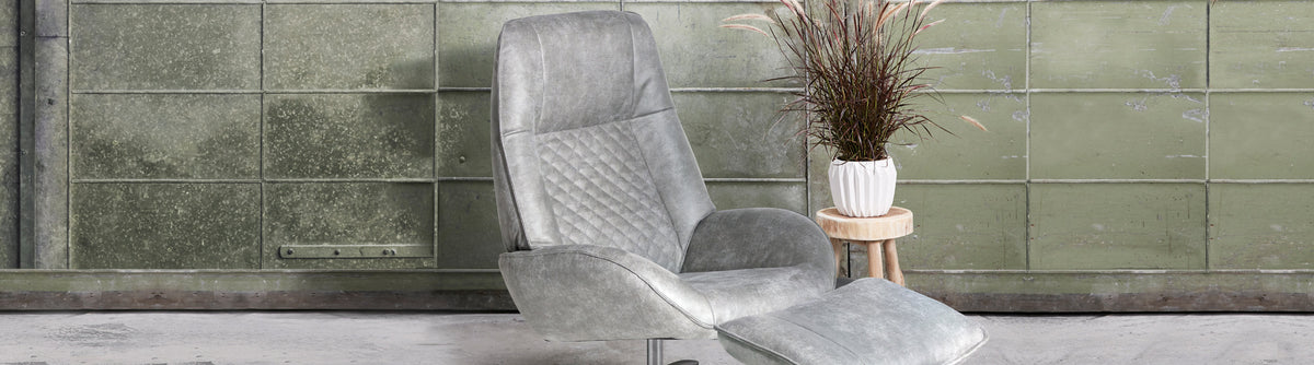 Kebe Palma Yeti Light Gray Fabric Recliner Chair with Footrest