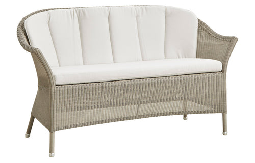 Lansing 2-Seater Sofa by Cane-Line - Taupe Fiber Weave, White Natte Seat/Back Cushion Set.
