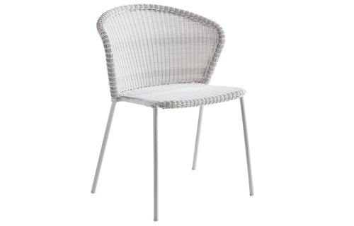 Lean Stackable Dining Chair by Cane-Line - White Grey Fiber Weave, No Cushion.