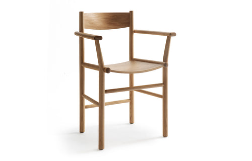 Linea Akademia Dining Armchair by Nikari - Lacquer Oak, No Upholstery.