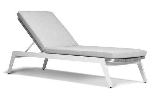 Loop Sunlounger by Harbour - White Aluminum + Grey Wicker Weave/Sunbrella Cast Silver.