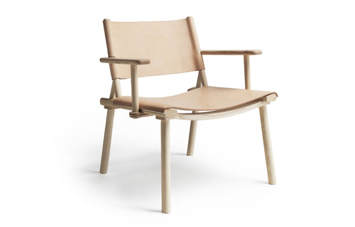 December Lounge Armchair by Nikari - Ash, Nude Natural Tanned Leather.