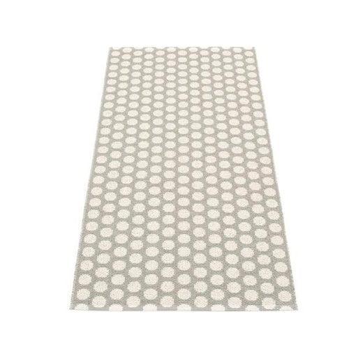 Noa Warm Grey & Vanilla With Mustard Edge Runner Rug by Pappelina, showing back view of noa runner rug