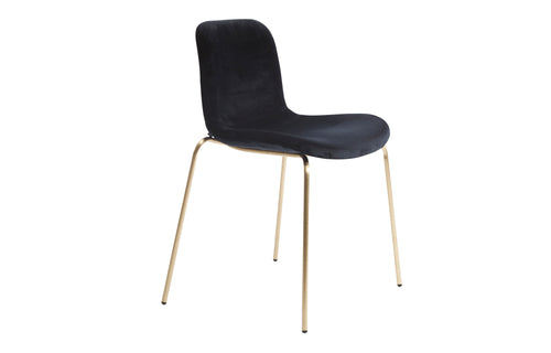 Langue Soft Stack Steel Dining Chair by Norr11 - Brass Aluminium, Cat 1 Upholstery.