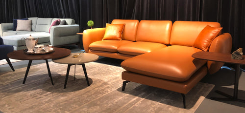 Paloma Sectional by SohoConcept, showing angle view of sectional with tables in live shot.