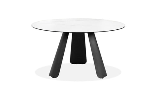 Palazzo Dining Table by Mobital - Round, White Ceramic/Black Powder Coated.