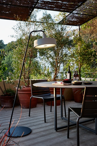 Soho Outdoor Floor Lamp by Marset, showing outdoor floor lamp in live shot.