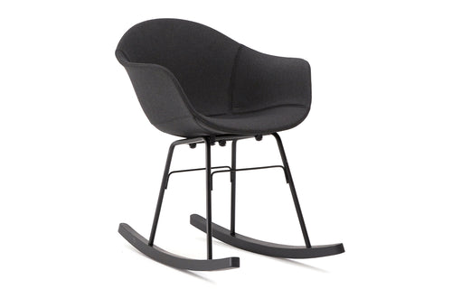 TA Upholstered Rocking Chair by Toou - Black/Black Oak Base, Black Shell Seat.