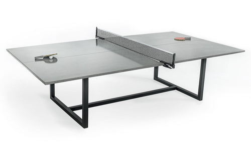 James De Wulf Commercial Vue Ping Pong Table by De Wulf - Natural Tone Concrete/ Black Powder Coated Steel.