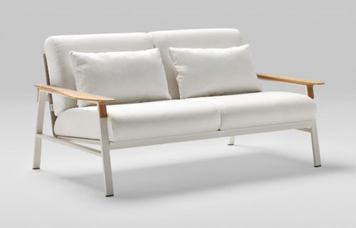City Sofa by Point - 2 Seater, 34 Cream Aluminium with Beige rope, Fabric G1-0021.