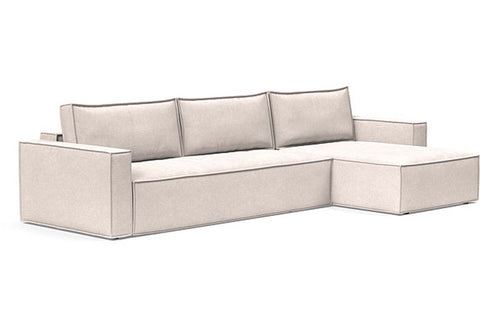 Newilla Sofa Bed With Lounger with Standard Arms by Innovation - 255 Adario Basmati (Stocked).