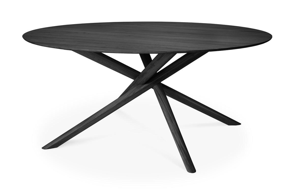 Mikado Dining Table by Ethnicraft - 59" Dia. Round, Oak Black.