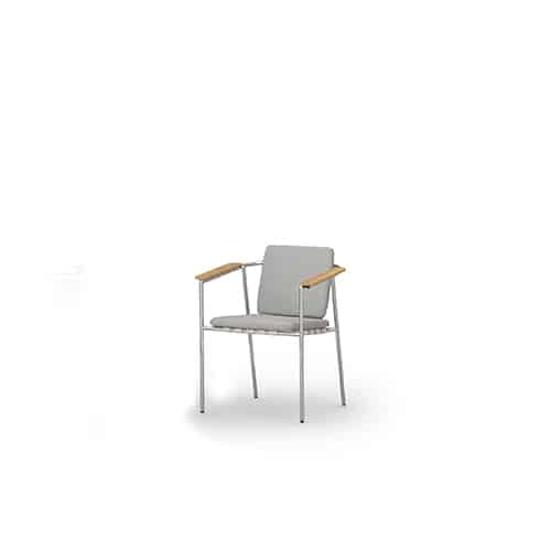 Albatross 316 Dining Chair by Mamagreen - mirror-finish 316 stainless steel with teak armrest